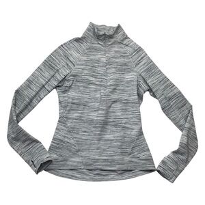 Lululemon size 8 outrun the elements gray Striped 1/4 zip shirt long sleeve spac